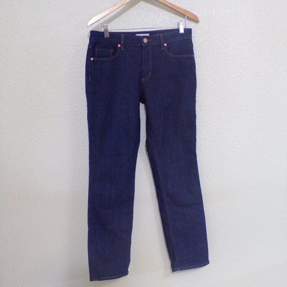 LOFT Curvy Straight Dark Blue Jeans